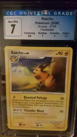Pokemon raichu arceus (2009) prerelease 27/99 cgc subgrades 7 - Image 1