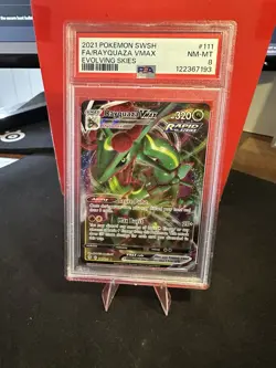 Pokemon TCG Rayquaza VMAX Holo Ultra Rare Card 111/203 - PSA 8 - Image 1