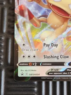 Pokemon Sword & Shield Promo Card Meowth V #SWSH004 LP - Image 2