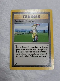 Pokemon Breeder 105/130 Rare Non-Holo Base 2 Set Pokemon Trainer Card LP - Image 1