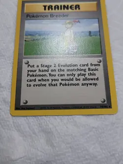 Pokemon Breeder 105/130 Rare Non-Holo Base 2 Set Pokemon Trainer Card LP - Image 2