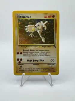 (Unlimited) Pokemon HITMONLEE Card FOSSIL Set 7/62 Holo Rare - Image 1