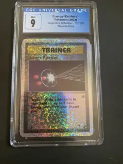 Pokemon ENERGY RETRIEVAL 107/110 - LEGENDARY COLLECTION REVERSE HOLO - CGC-PSA 9 - Image 1