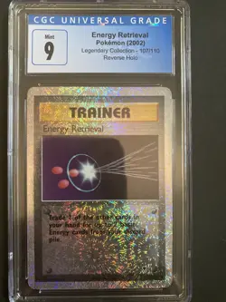 Pokemon ENERGY RETRIEVAL 107/110 - LEGENDARY COLLECTION REVERSE HOLO - CGC-PSA 9 - Image 2