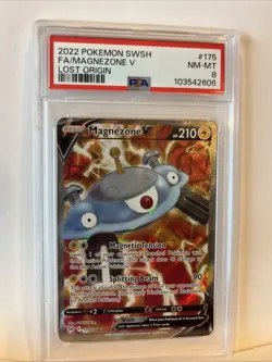 PSA 8 Mint Magnezone V #175/196 Full Art Pokemon SWSH Lost Origin - 2022 - Image 1