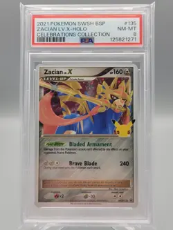 Pokemon 2021 SWSH Promo Celebrations Collection #135 Zacian LV.X-Holo PSA 8 - Image 1
