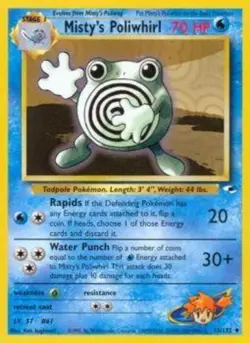 Moderately Played, English Pokemon Regular Misty's Poliwhirl - 53/132 - Uncommon - Image 1