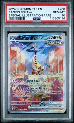 2024 POKEMON TEF EN-TEMPORAL FORCES #208 RAGING BOLT EX PSA 10 - Image 1