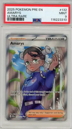 2025 Pokemon Prismatic Evolutions Amarys Ultra Rare #132 PSA 9 Mint - Image 1