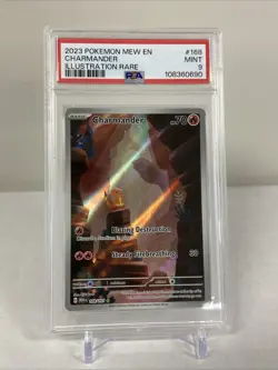 2023 POKEMON MEW EN-151 ILLUSTRATION RARE #168 CHARMANDER PSA 9 - Image 1