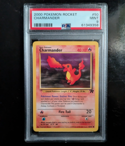 PSA 9 MINT 2000 TEAM ROCKET POKEMON CHARMANDER 50/82 #50 GRADED WOTC TCG - Image 1