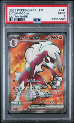 2023 POKEMON PAL EN PALDEA EVOLVED ULTRA RARE #241 LYCANROC EX PSA 9 HOLO 🚀🚀🚀 - Image 1