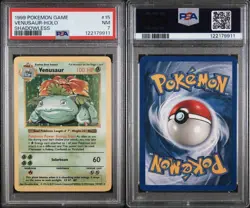 Base Set Shadowless Venusaur 🍃 Pokemon Card Holo Rare ✨ PSA 7 Near Mint - Image 3