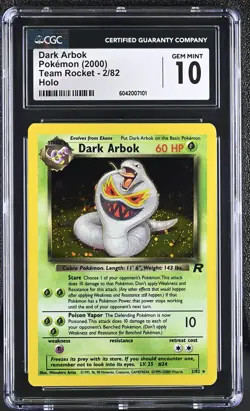 CGC 10 GEM MINT Dark Arbok 2000 Team Rocket 2/82 Holo Pokemon Card - Image 1