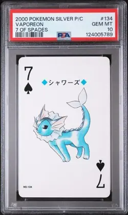 PSA 10 GEM MINT 2000 POKEMON SILVER VERSION PLAYING CARDS #134 VAPOREON - Image 1