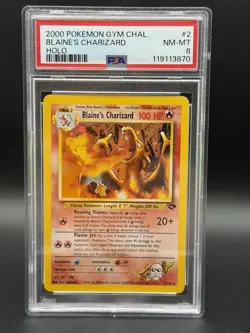 Pokemon TCG Blaine's Charizard Gym Challenge 2 Holo Unlimited Rare - PSA 8 NM-MT - Image 1
