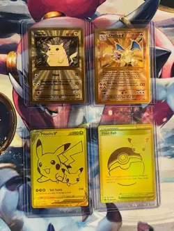 Pokemon Celebrations Gold Metal Charizard & Pikachu w Promos 25th Anniversary - Image 1