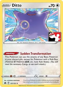 1x Ditto (#107/159) NM Eng Pokemon - Prize Pack Series - Image 1