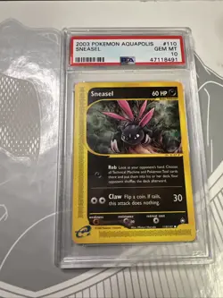 Pokemon PSA 10 GEM MINT Sneasel 110/147 Aquapolis Non-Holo Common E-Reader - Image 1