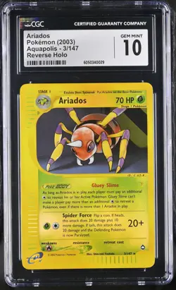 CGC 10 GEM MINT Ariados 2003 Aquapolis 3/147 Reverse Holo Pokemon Card - Image 1