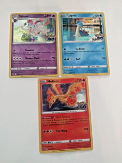 Pokemon Go- 3 Card Holo Lot- Lapras Holo, Sylveon Holo,Moltres Holo- NM - Image 1