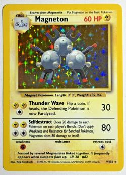 Pokemon TCG Magneton Rare Holo Card #9/102 Base Set - Image 1