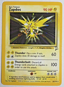 Pokemon TCG Zapdos Rare Holo Card #20/130 Base Set 2 - Image 1