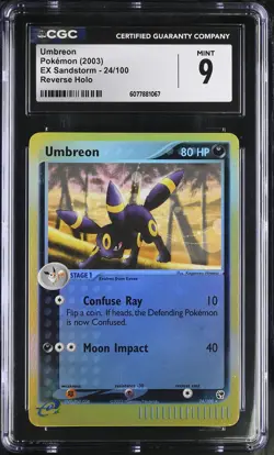CGC 9 MINT Umbreon 2003 EX Sandstorm 24/100 Reverse Holo Pokemon Card - Image 1