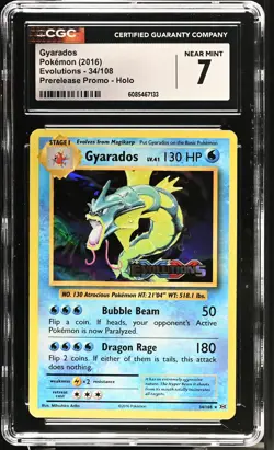 CGC 7 Gyarados 2016 Evolutions Prerelease 34/108 Holo Pokemon Card - Image 1