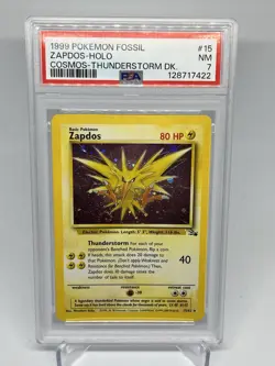 1999 Pokemon Fossil #15 Zapdos COSMOS HOLO - PSA 7 - Thunderstorm Deck EXCLUSIVE - Image 1