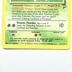 Venomoth 31/130 Base Set 2 WOTC 1999 Pokemon NM/LP Never Played - Image 4