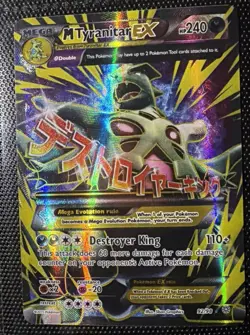 Pokemon TCG Holo Ultra Rare Full Art Mega Tyranitar EX Card 92/98 - Image 1