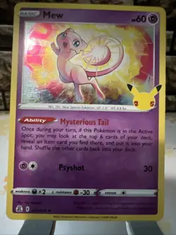 Mew 011/025 Holo Rare Pokemon SWSH Celebrations TCG Card NM 2021 - Image 1