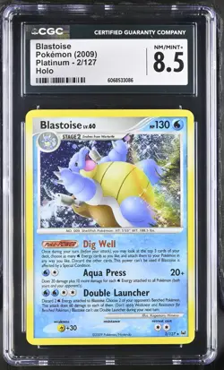 CGC 8.5 Blastoise 2009 Platinum 2/127 Holo Pokemon Card - Image 1
