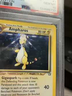 Pokemon TCG Ampharos Neo Genesis Holo 1/111 1st Edition Rare PSA 10 Gem MT - Image 3