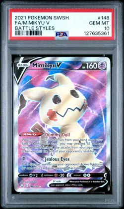 Mimikyu V - PSA 10 GEM MINT - SWSH Battle Styles Pokemon Full Art Rare 148/163 - Image 1