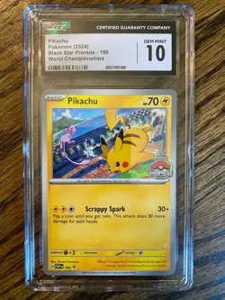 Pokemon Pikachu 190 2024 World Championship Black Star Promo CGC 10 - Image 1