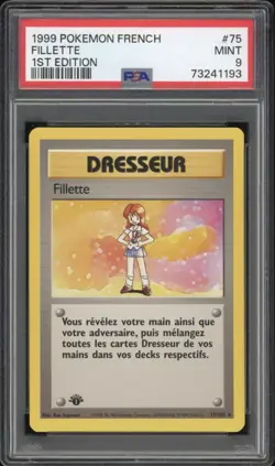 1999 Pokemon FRENCH 1st Edition Base Set Fillette-Lass 75/102 PSA 9 MINT - Image 1
