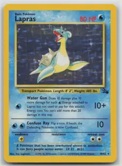 Pokemon Card Lapras (10) Holo Rare Fossil 10/62 VLP - Image 1