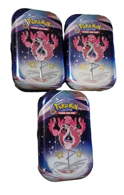 (3) Pokemon Paldean Fates Mini Tins -NO CARDS ART COIN- Flamigo Miniature Tin - Image 1
