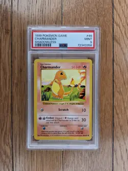 Pokemon 1999 Base Set Charmander Shadowless Card PSA 9 - Image 1