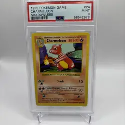 Pokemon Card Shadowless Charmeleon PSA 9 Mint, Base Set #24, WOTC 1999 - Image 1