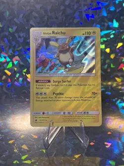 Alolan Raichu - 31/111 Holo Rare SM Crimson Invasion error card HOLO BLEED - Image 2