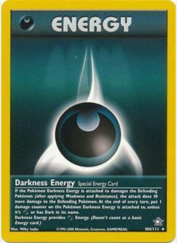 Darkness Energy 104/111 Neo Genesis Rare Vintage Pokemon Card - Image 1