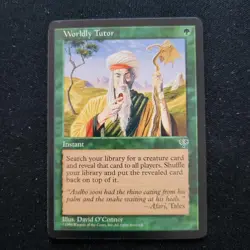 MTG Mirage Worldly Tutor NM Vintage Rare Green Instant - Image 1
