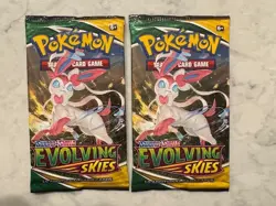 2X- Two Packs- Evolving Skies Booster Pack Sword & Shield Pokemon New/Sealed - Image 1