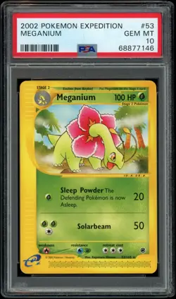 2002 Pokemon Expedition Meganium 53/165 PSA 10 Gem Mint - Image 1