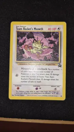 [MP] Team Rocket’s Meowth English Black Star Promo No 18 Pokemon Card - Image 1