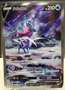 Pokemon TCG Suicune v GG38/GG70 Crown Zenith Ultra Rare Holo Card NM Condition - Image 1