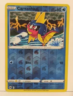 Carvanha Holo Pokemon Trading Card Champions Path 011/073 Reverse Common-NMTCG - Image 1